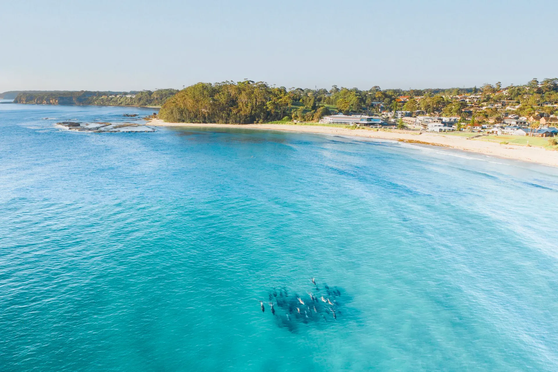 Aerial View of a Sandy Beach Meeting Blue Ocean Waves — SeaChange Parks Milton in Milton, NSW
