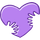 Purple heart with jagged edges and a white outline.