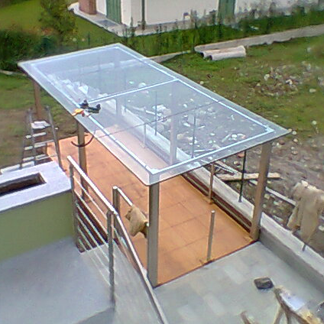 tettoia in vetro