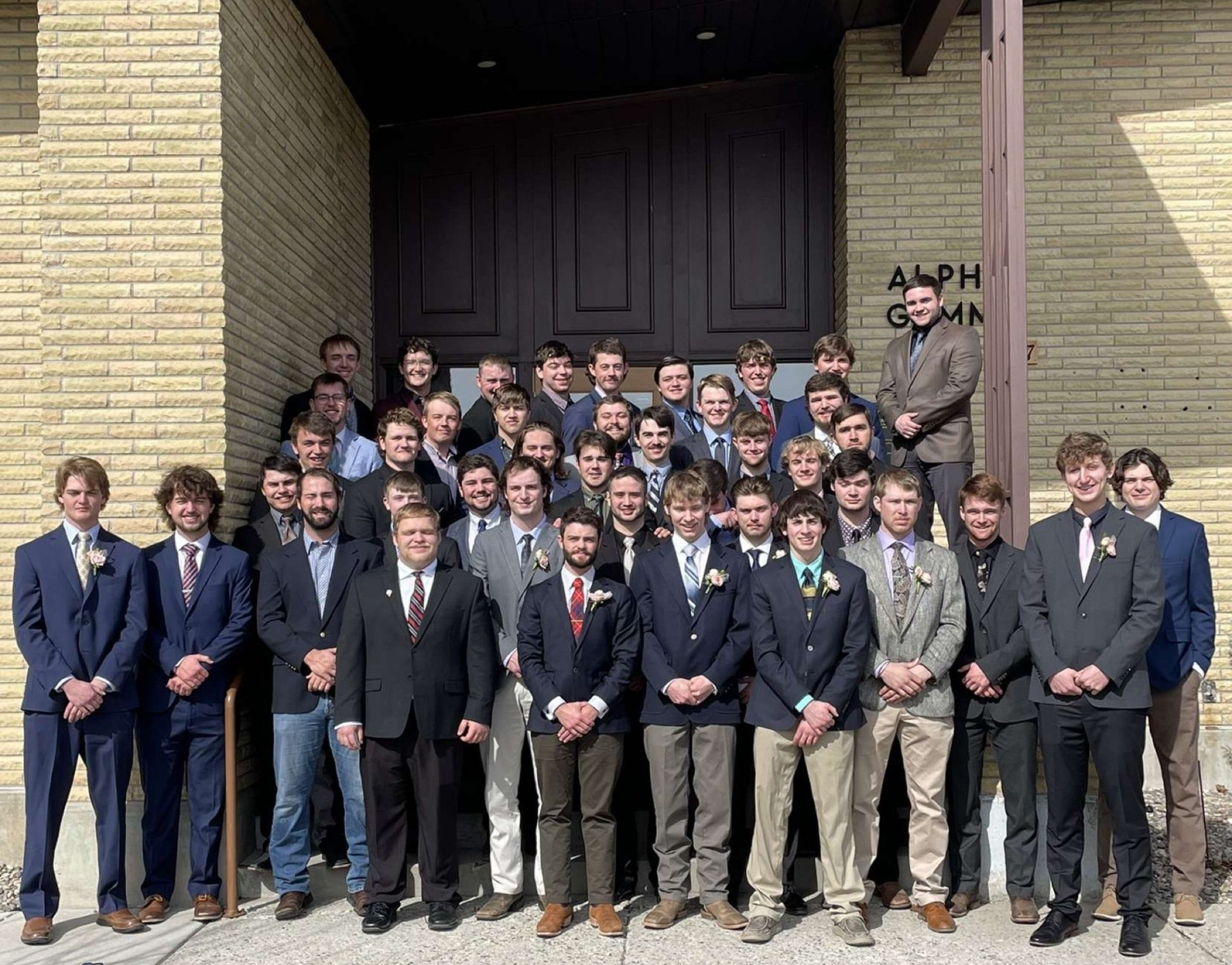 Large class of brothers joining Alpha Gamma Rho