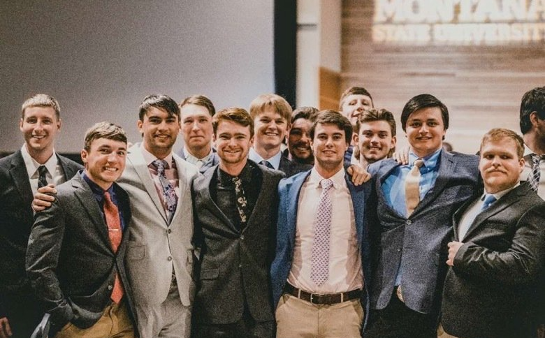 Alpha Gamma Rho brothers dressed in formal attire