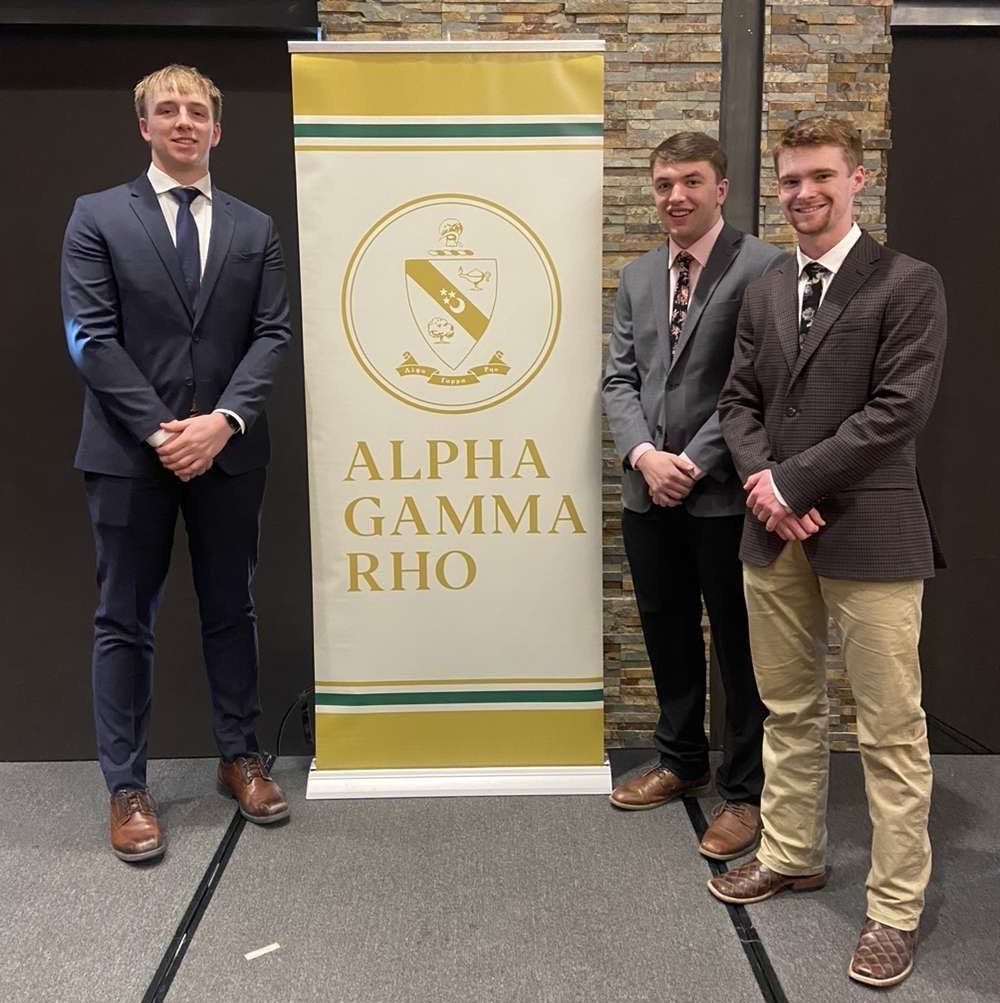 Brothers attending an event hosted by the national Alpha Gamma Rho organization