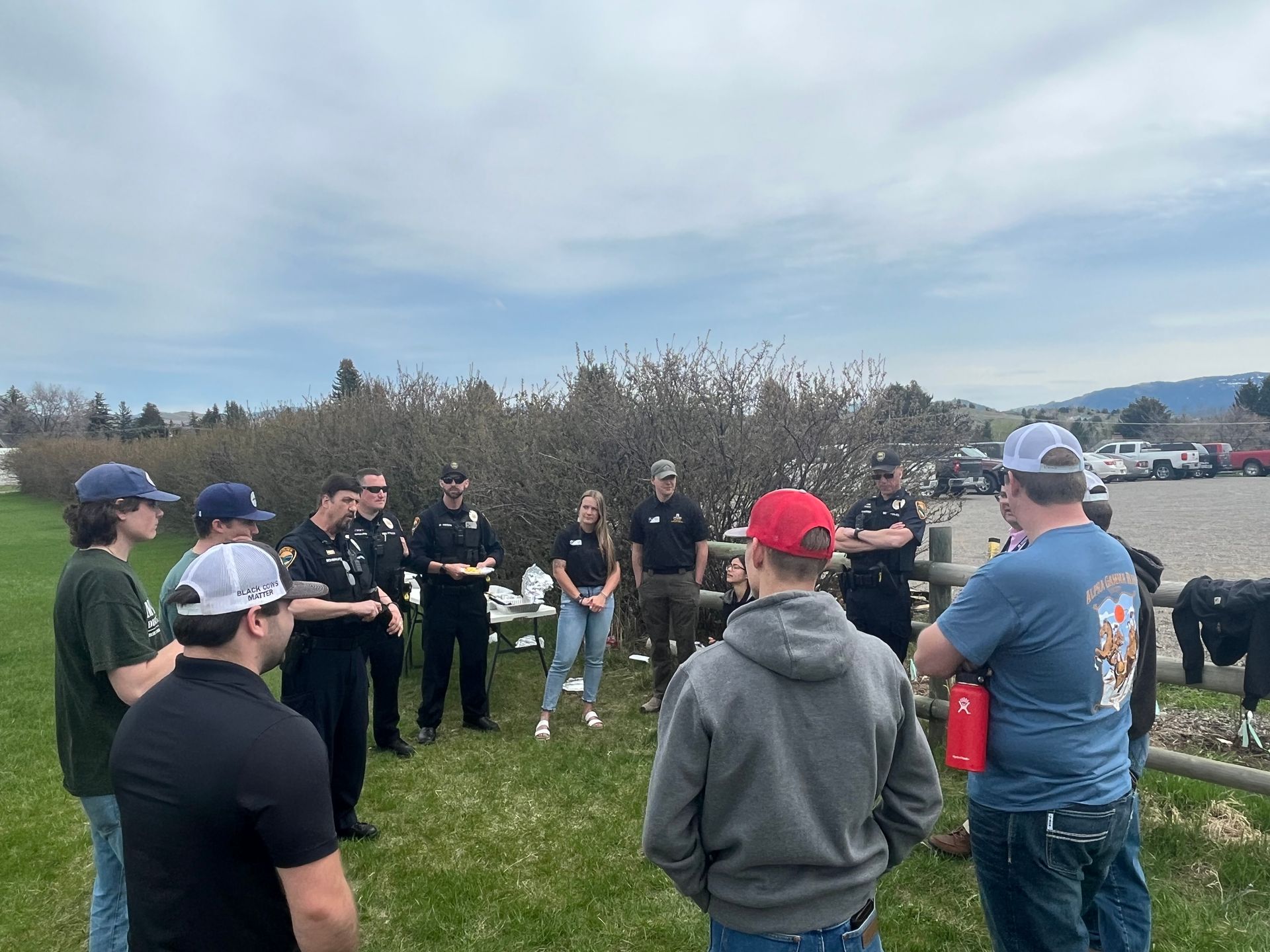 Brothers hosting the university police department at a barbaque