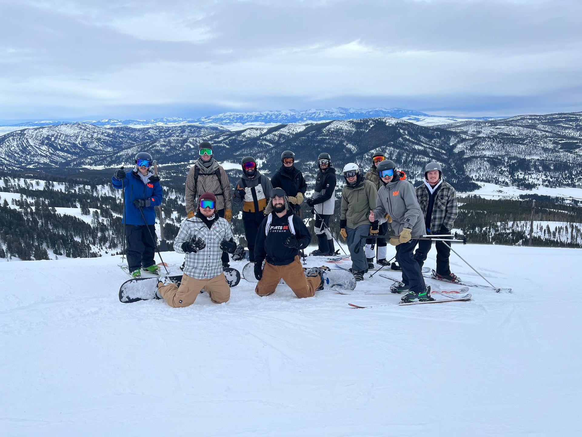 Brothers at the top of a ski resort