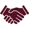 Two maroon hands shaking.