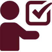 Person reaching towards a box with a check mark.