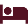 Maroon bed icon with a person lying down.