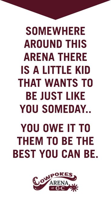 Somewhere around this arena there is a little kid that wants to be just like you someday..