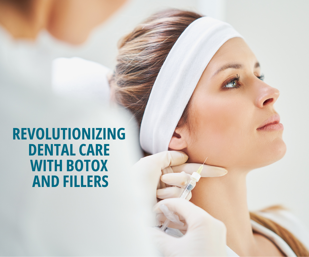 A woman is getting botox and fillers in her face