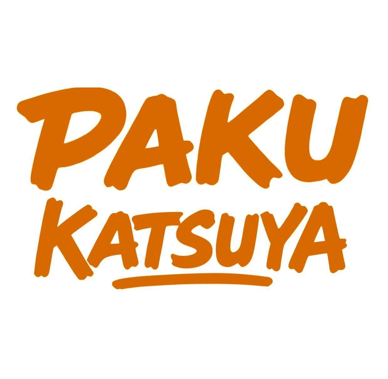 Orange &ldquo;PAKU KATSUYA&rdquo; logo text on a white background