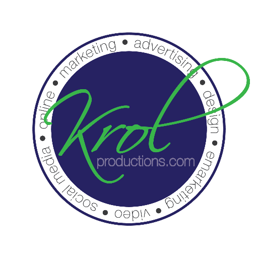 Krot Productions logo listing media, design, marketing, advertising, and video