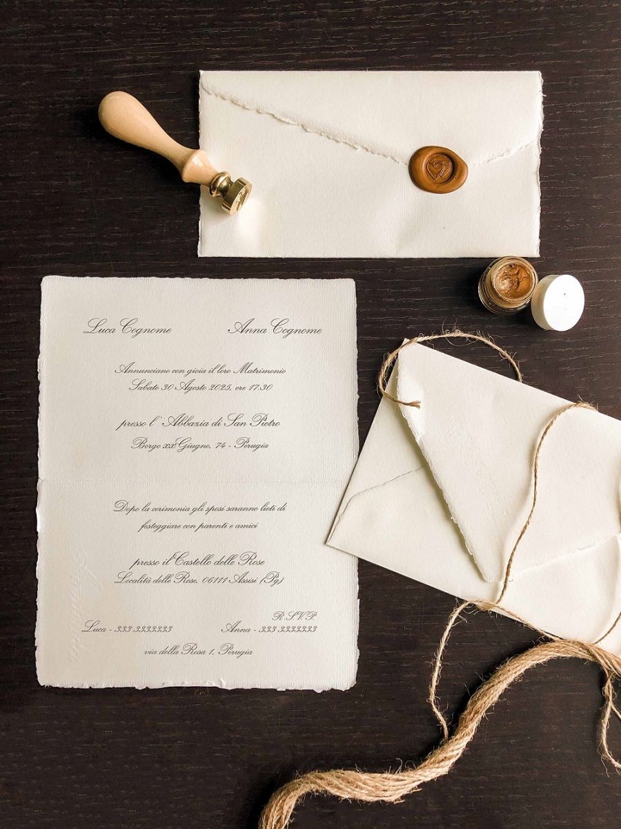 partecipazioni cartacee Assisi matrimonio romantico in Umbria 
