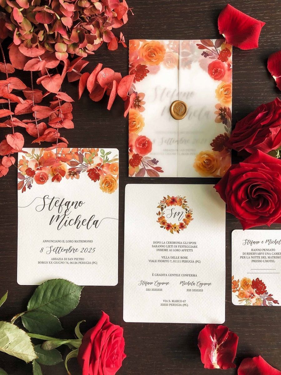 partecipazioni cartacee Assisi matrimonio romantico in Umbria 
