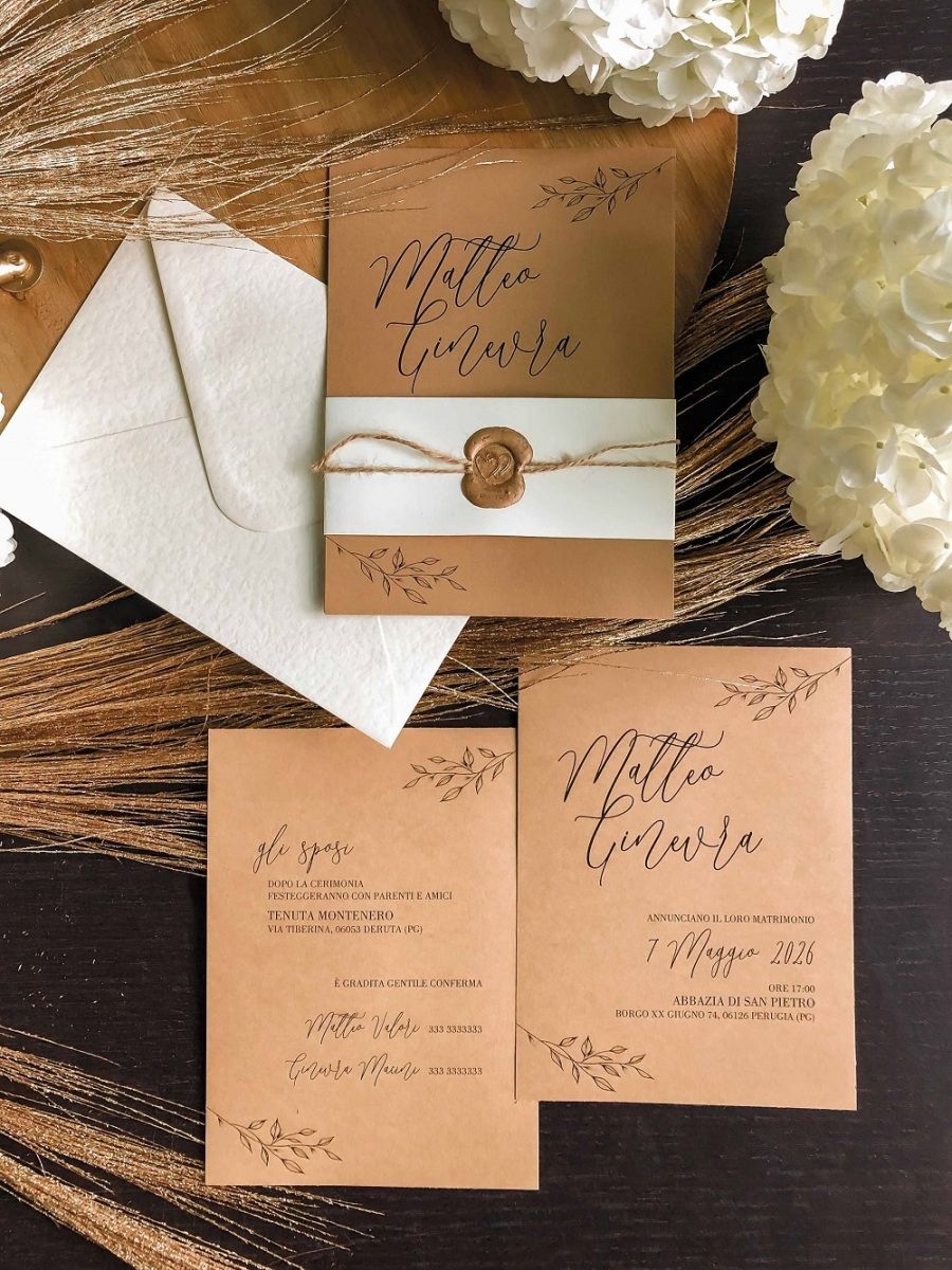partecipazioni cartacee Assisi matrimonio romantico in Umbria 
