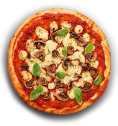 14 inch medium pizza with toppings, 6 slices