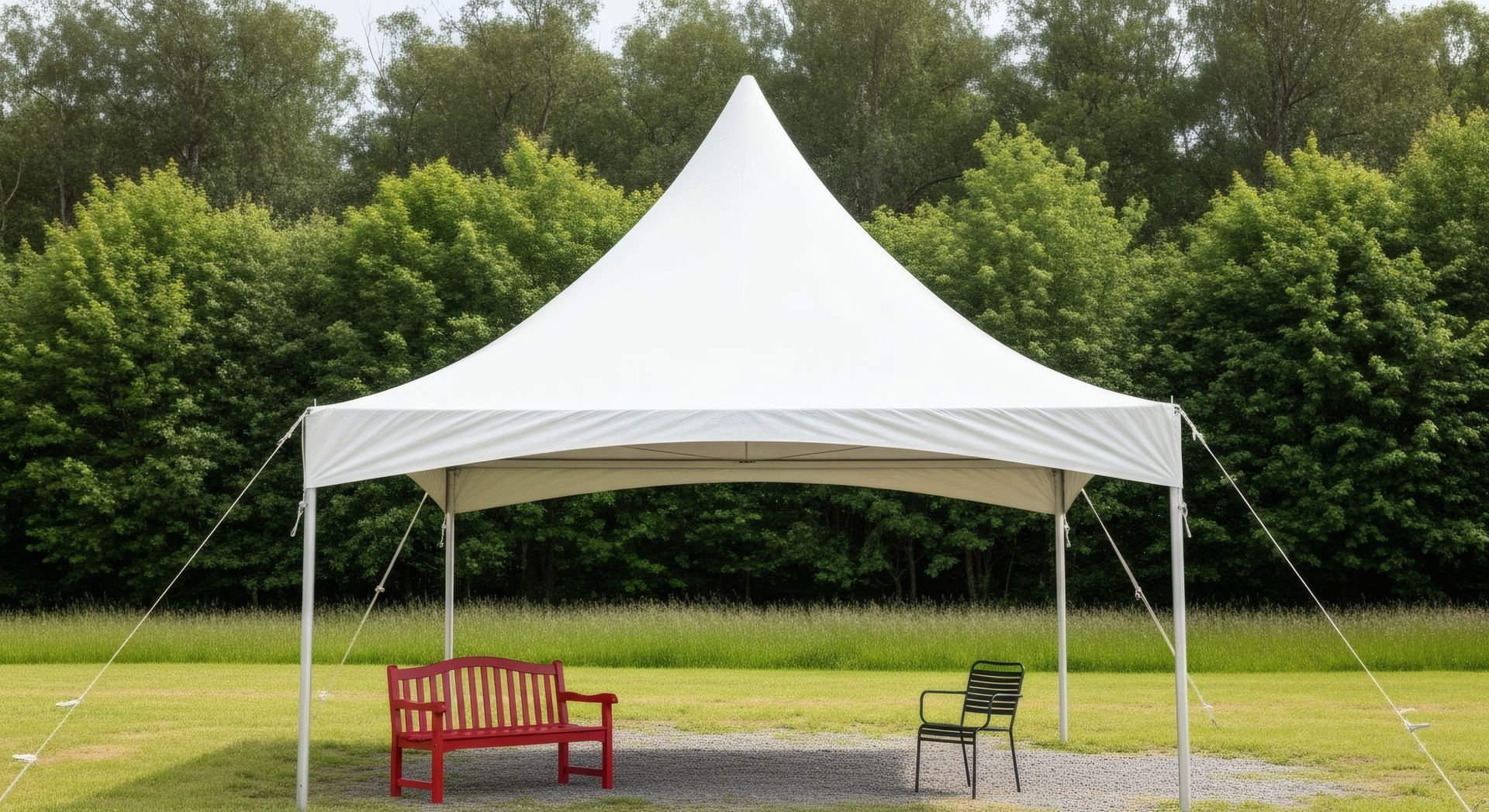 Canopy rental on green lawn for events and celebrations.