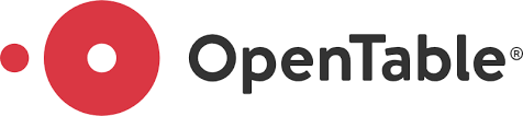 OpenTable logo: Red dot and circle with open center next to the text 