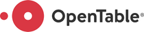OpenTable logo, red circle with white center and black text.