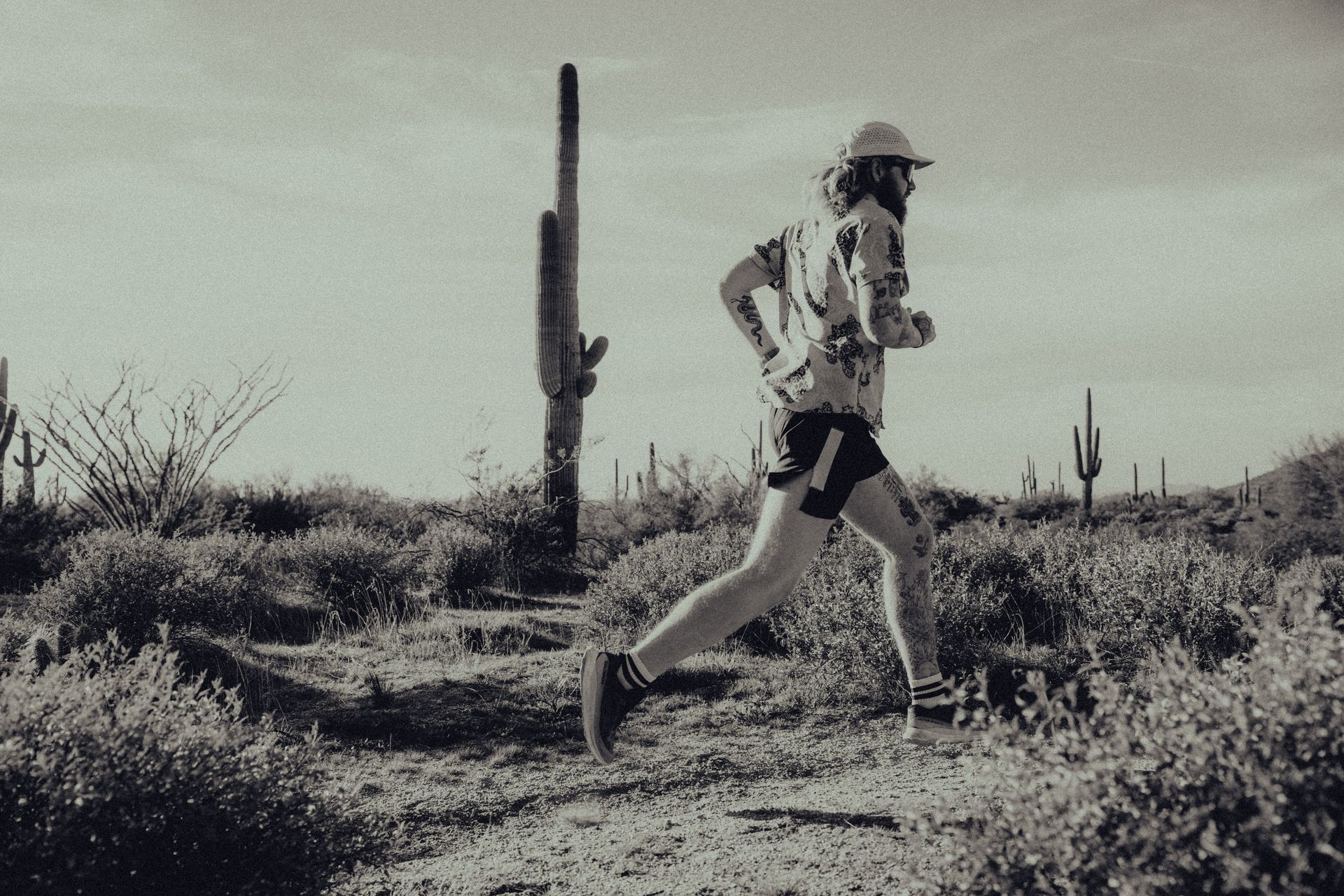 Guy trail running in Arizona