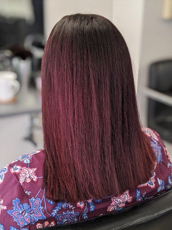 Straight Burgundy Hair — Hair Salon In Dubbo, NSW