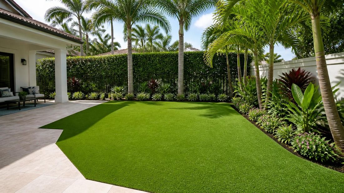 Artificial grass installed in a home's backyard