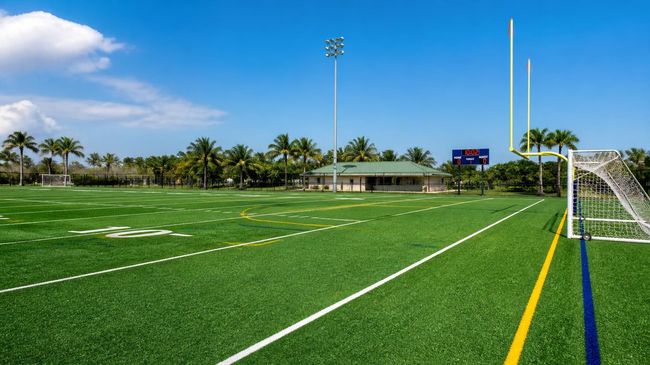 Artificial turf installed on a football field