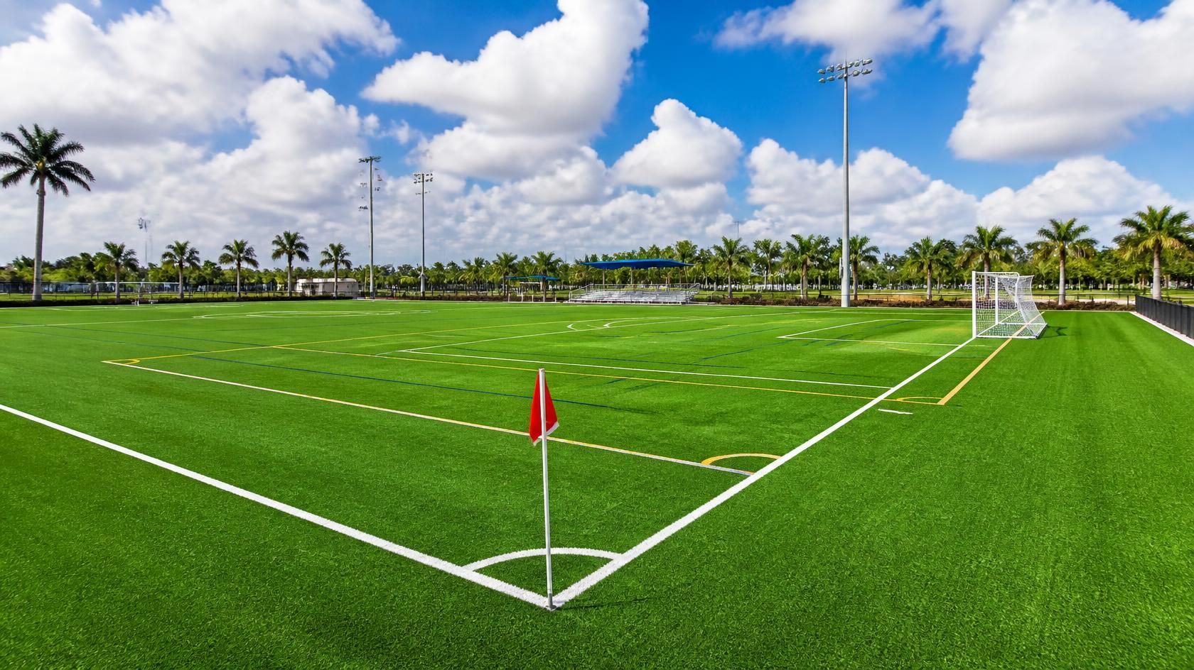 Artificial turf installed on a soccer field