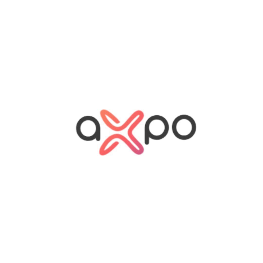 Ein Logo für ein Unternehmen namens Axpo auf weißem Hintergrund.