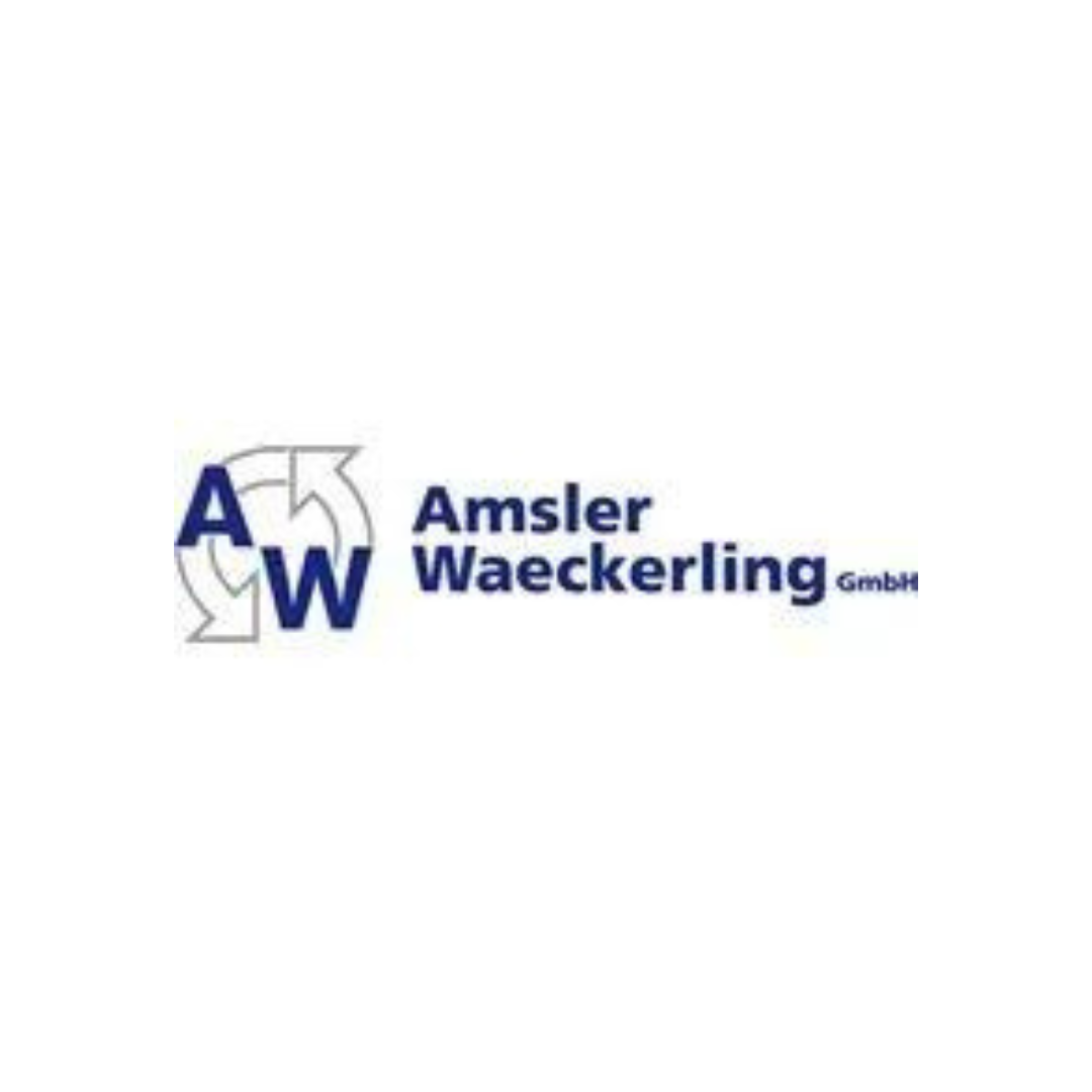 Ein blau-weißes Logo für die Amsler Waeckerling GmbH