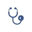 Blue stethoscope icon on a white background