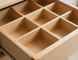 Open storage drawer close-up