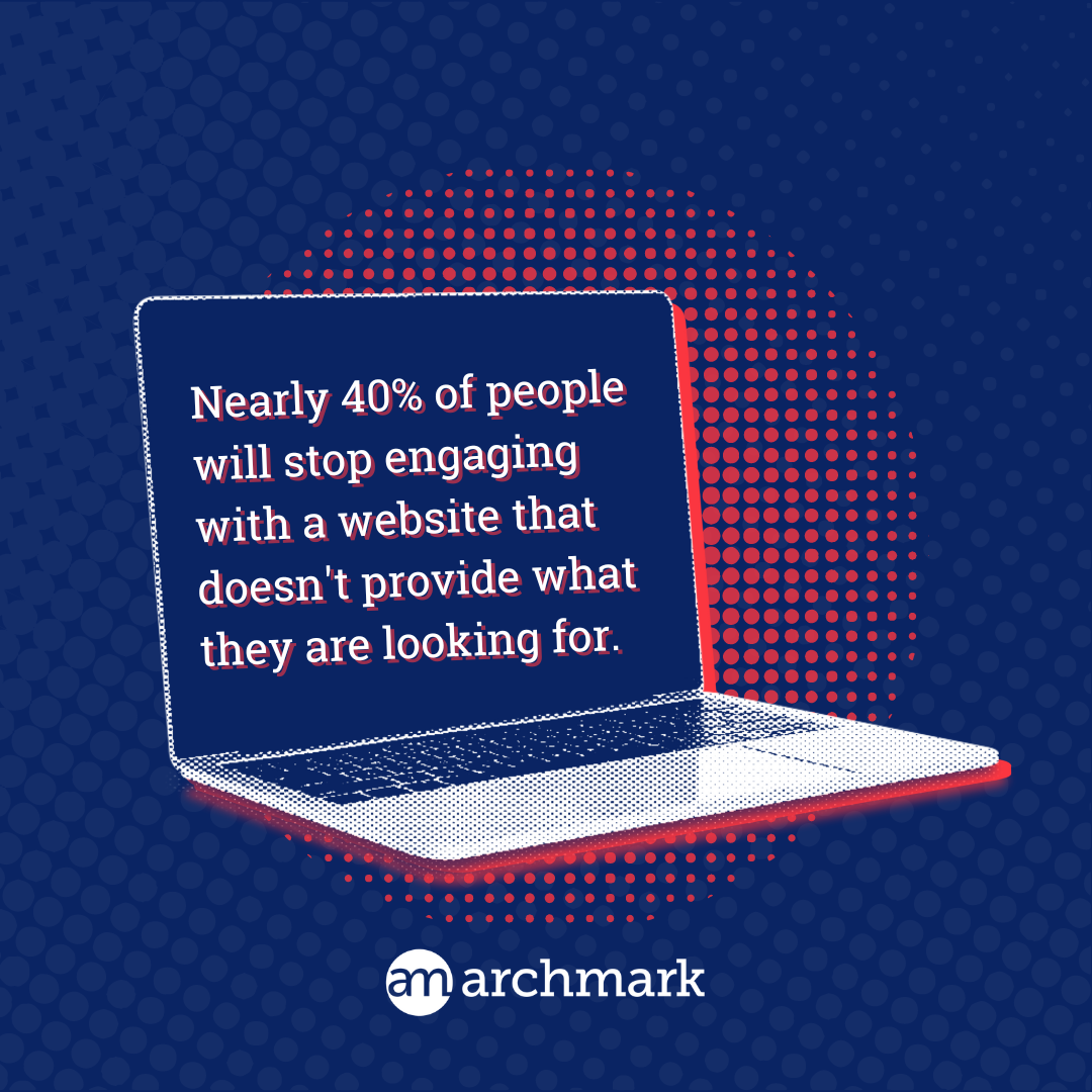 A laptop with a quote on it that says nearly 40 % of people will stop engaging with a website