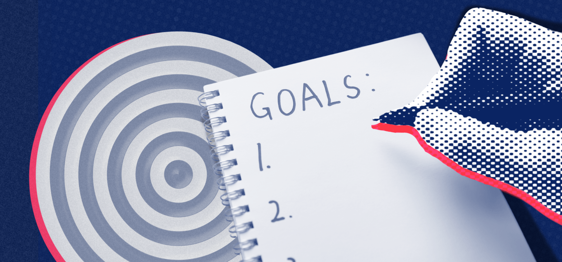 a hand is holding a piece of paper that says goals