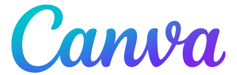 The word canva is written in blue and purple on a white background.