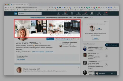A screenshot of a person 's profile on linkedin.