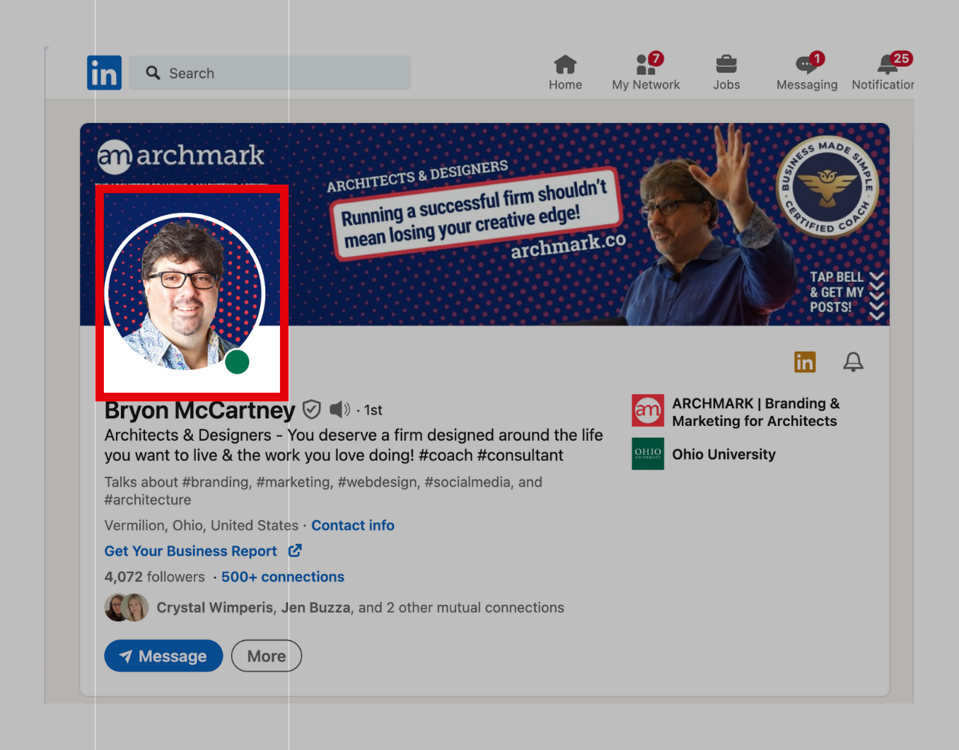 a picture of bryan mccartney 's profile on linkedin