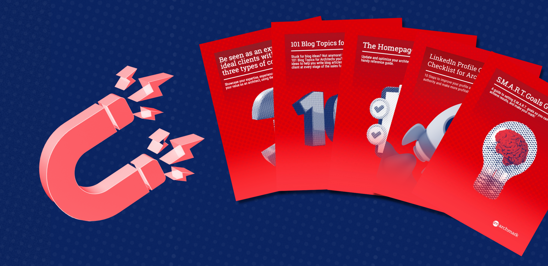 a stack of red brochures with one titled smart goals