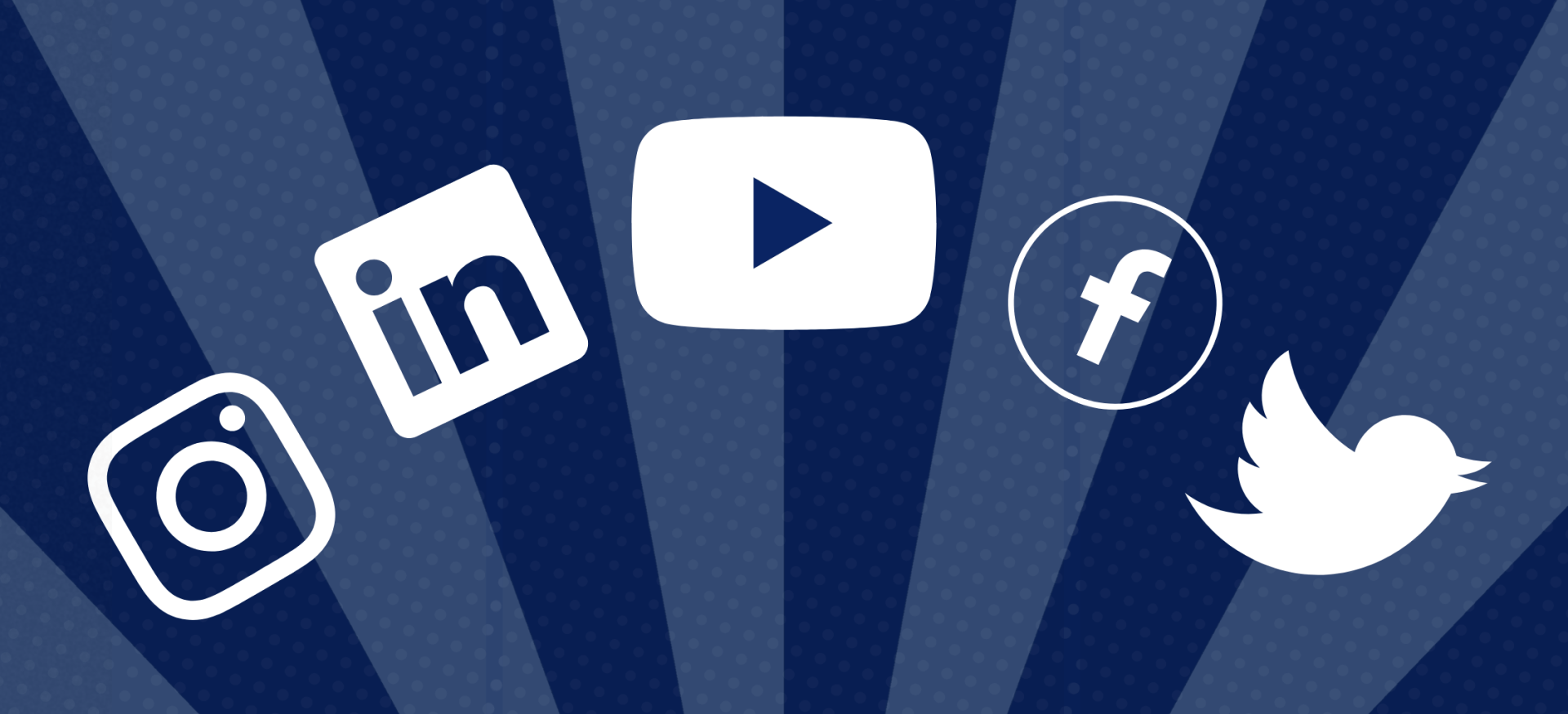 a group of social media icons on a blue background