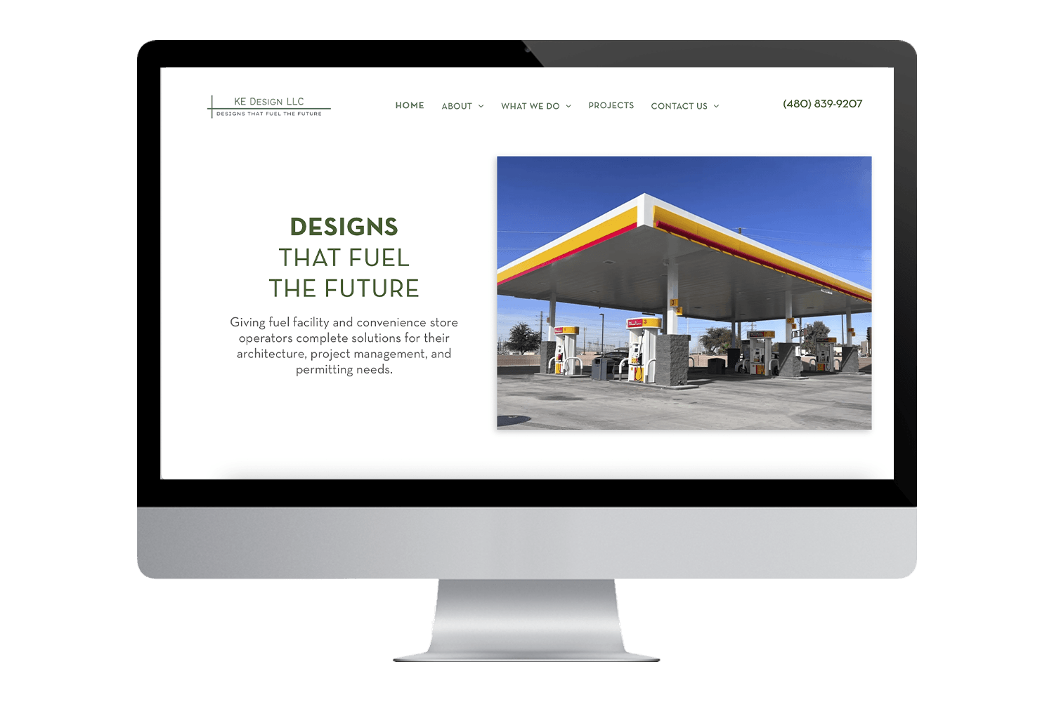 a computer screen displays the website for ke design llc
