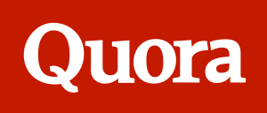 A red background with the word quora in white letters