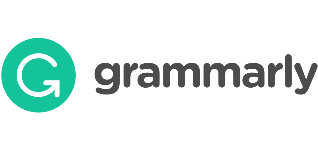 The grammarly logo is a green circle with the word grammarly in black letters.