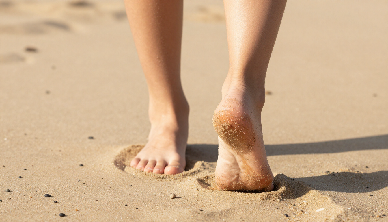 Stylish summer sandals on a sunny deck.