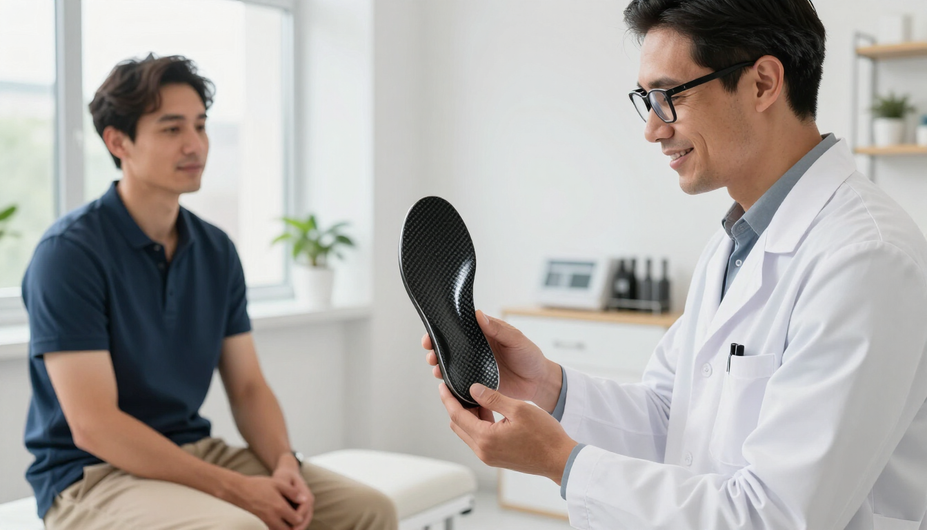 Podiatrist holding a custom orthotic insert