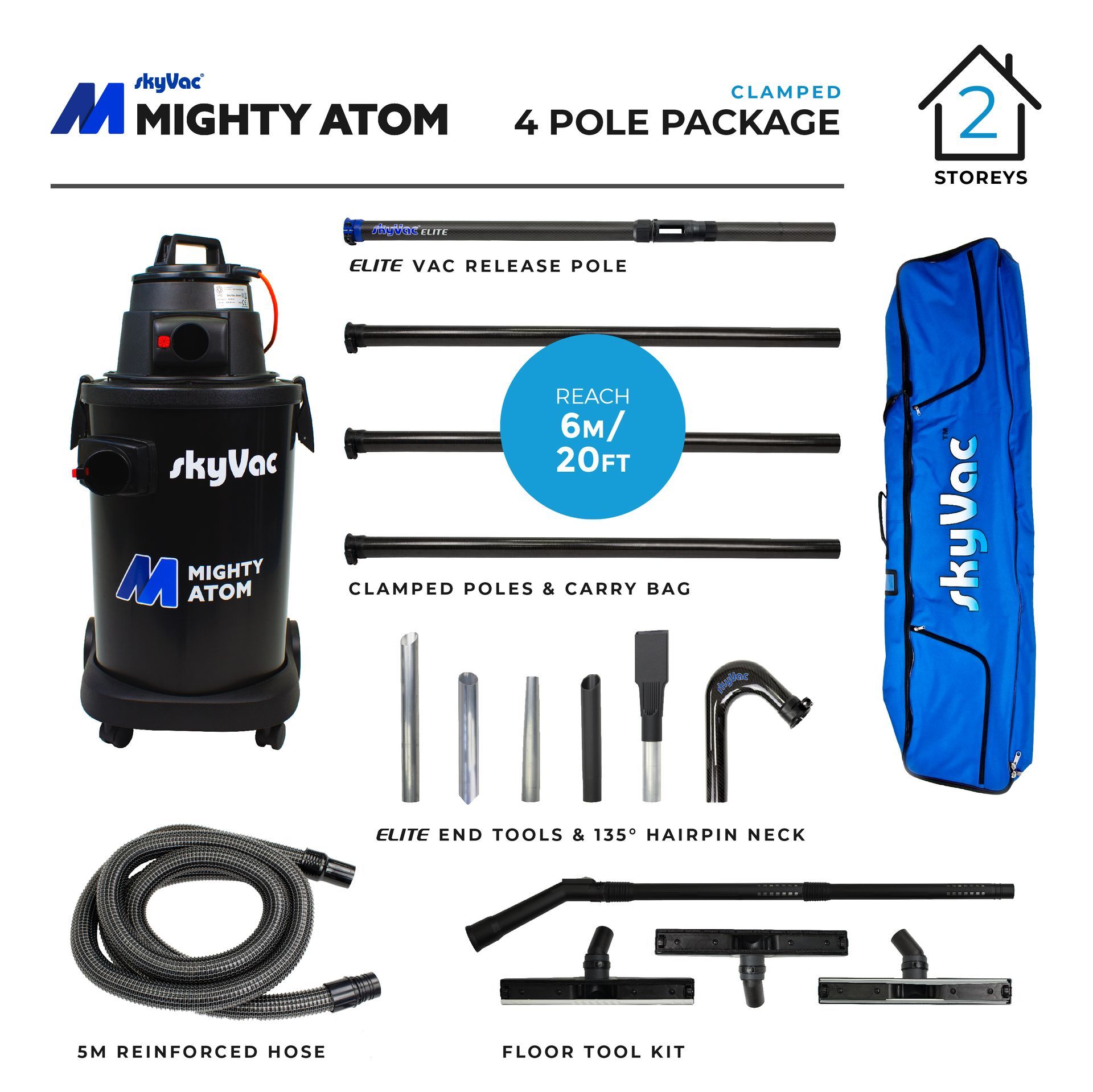 Mighty Atom Elevate 44mm Clamped bundle - 4 poles