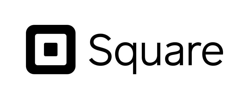 A black and white square logo on a white background.