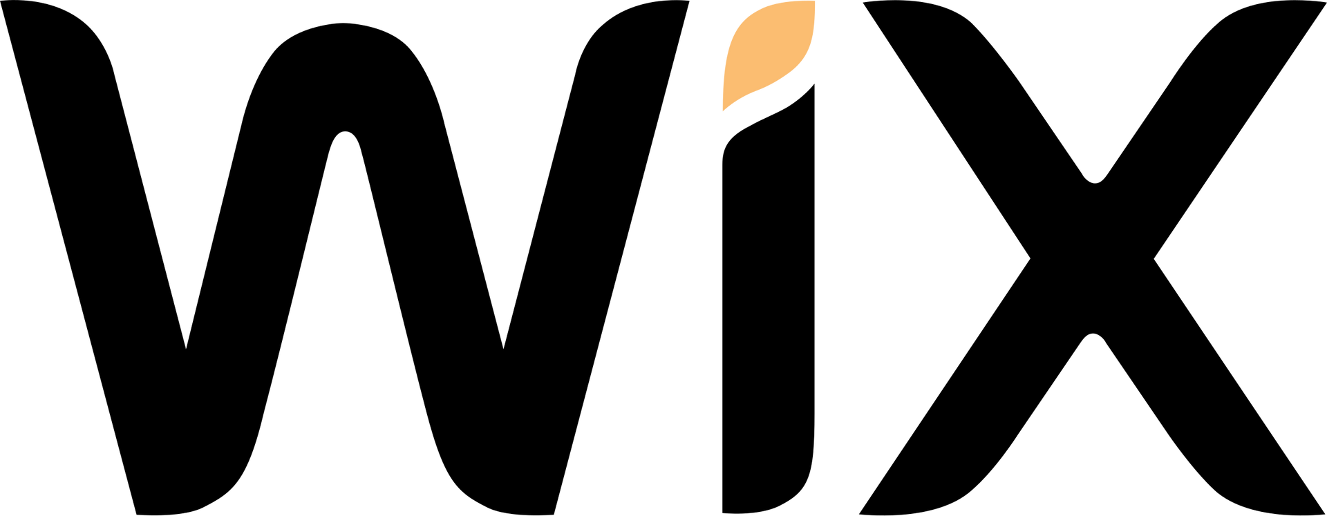 The wix logo is black and white with a yellow outline.