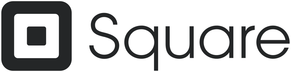 The square logo is black and white with a square in the middle.