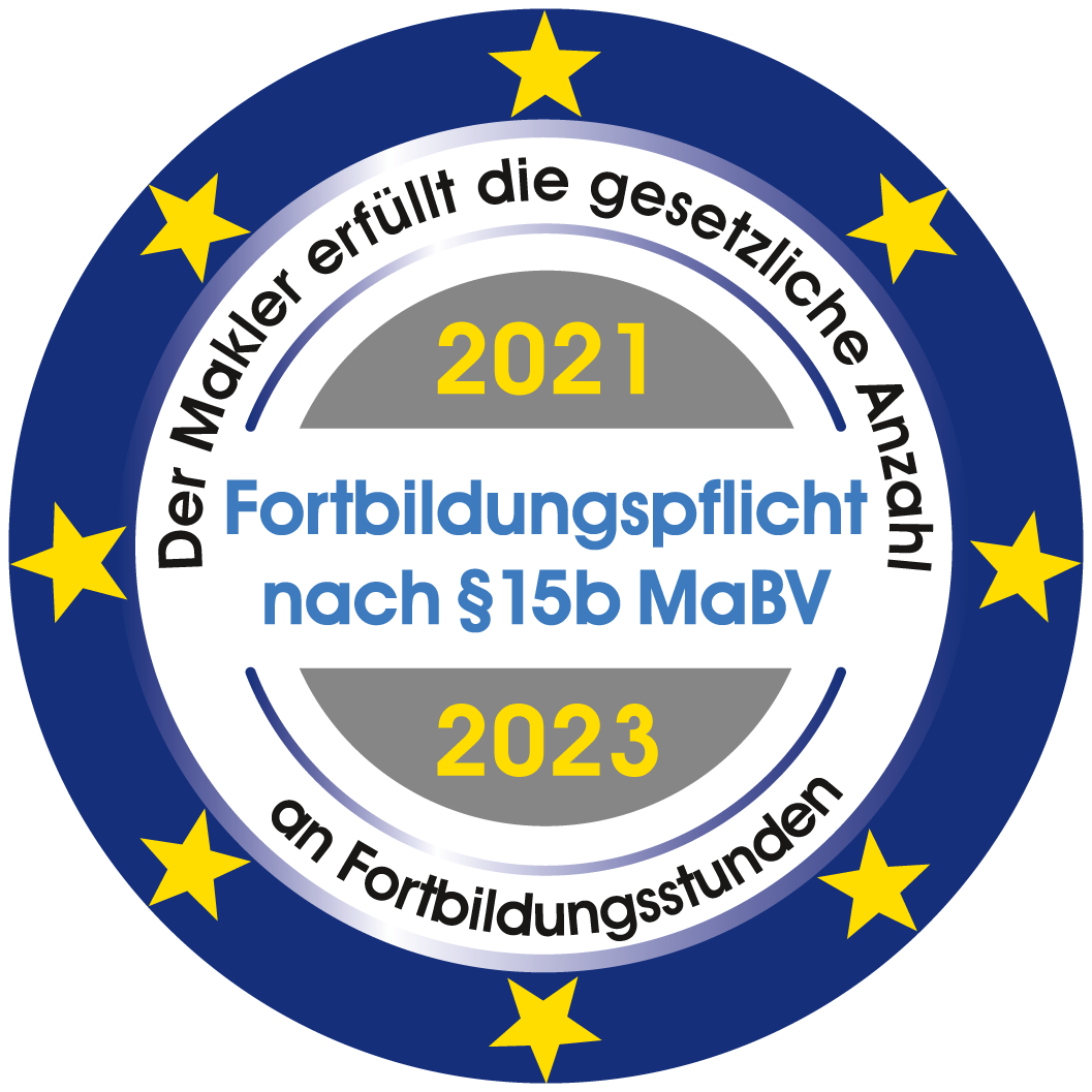 Emblem zur Fortbildungspflicht nach § 15b MaBV für 2021 bis 2023