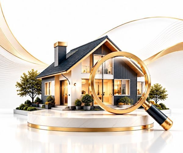 Immobilienbewertung Ostfriesland – Luxushaus mit goldener Lupe