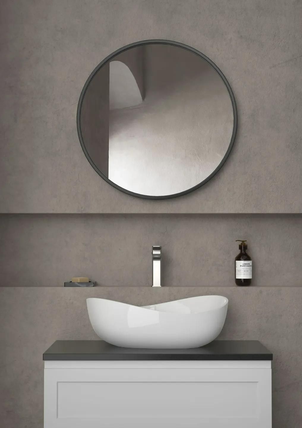 A Bathroom with A Sink and A Mirror Installed on The Wall — Peninsula Tiles in Umina Beach, NSW